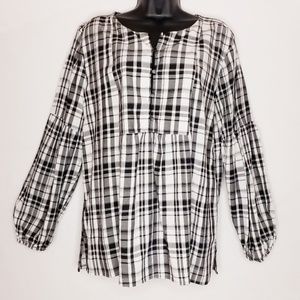 LOFT Henley Size Large Peasant Tunic Blouse